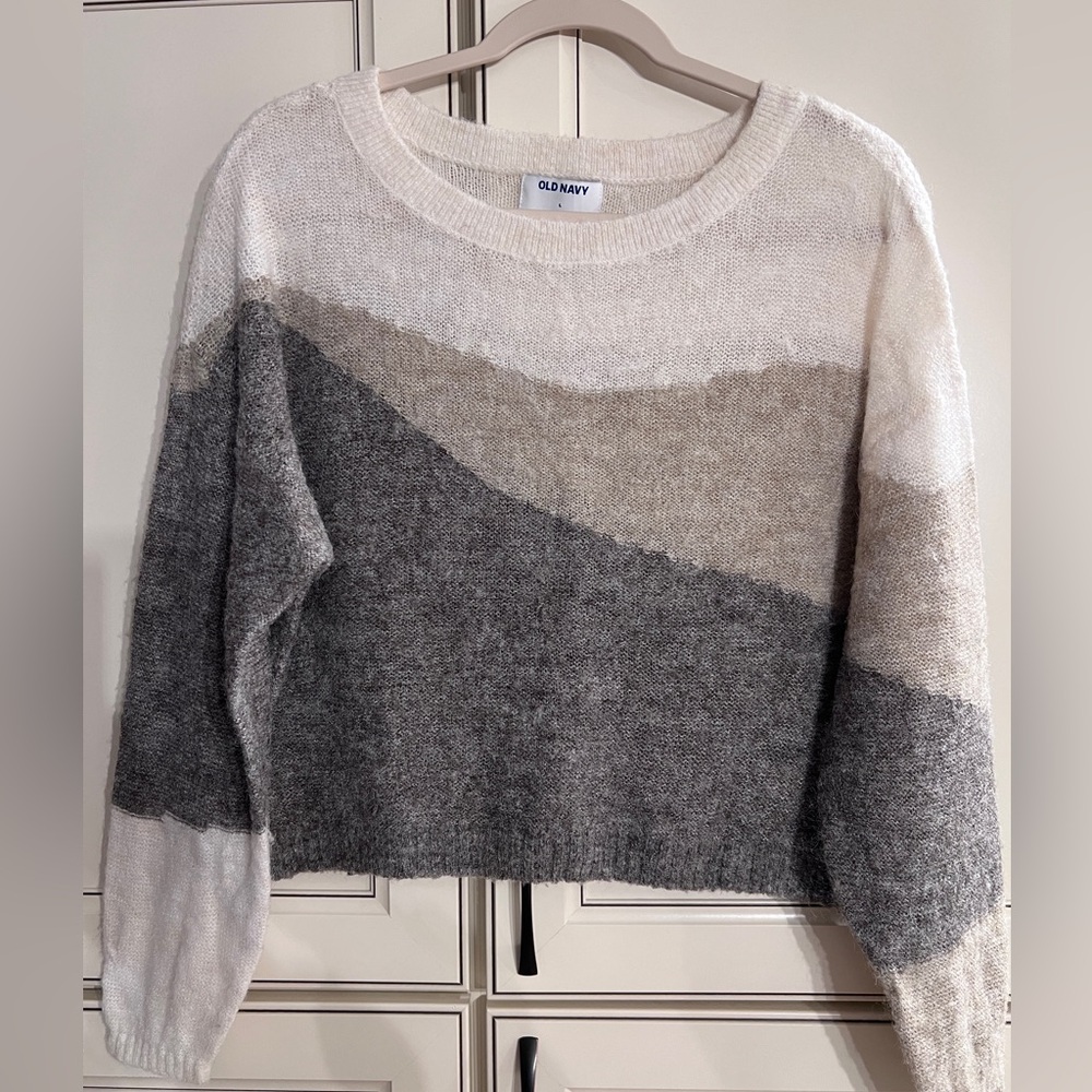 Old Navy Women's Sweater - Gray, Cream, and Tan